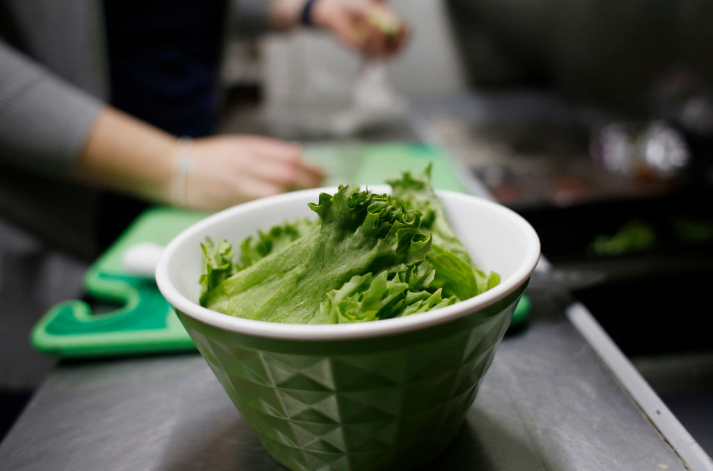 a bowl of romaine lettuce